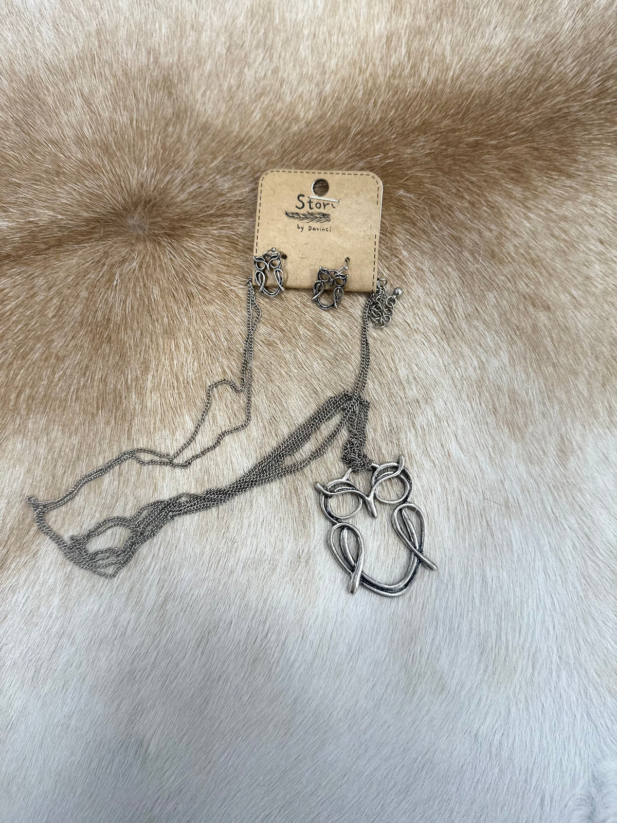 Wise Owl Pendant Necklace and Earring Set