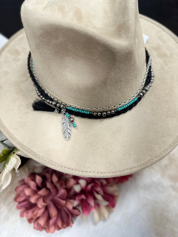 Silver Feather Horsehair Hat Band