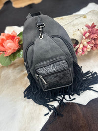 Montana West Tooled Fringe Sling Backpack