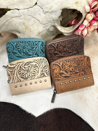Wrangler Tooled Mini Zip Wallet