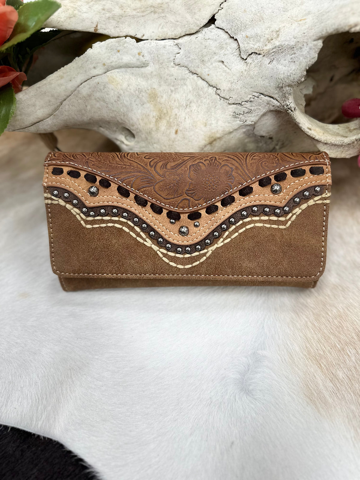 Western Tooled Long Wallet