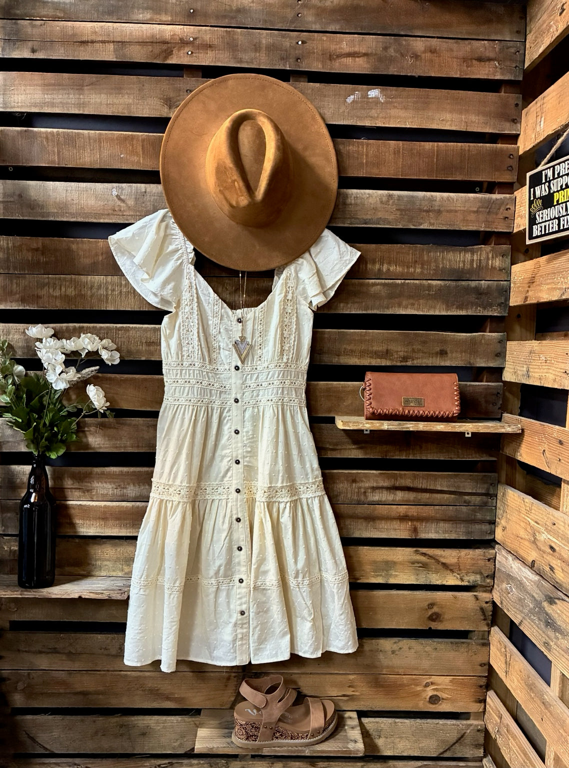 Miss Me Ivory Dream Button-Front Dress
