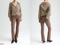 Miss Me Cable Knit Hooded Button-Up Sweater