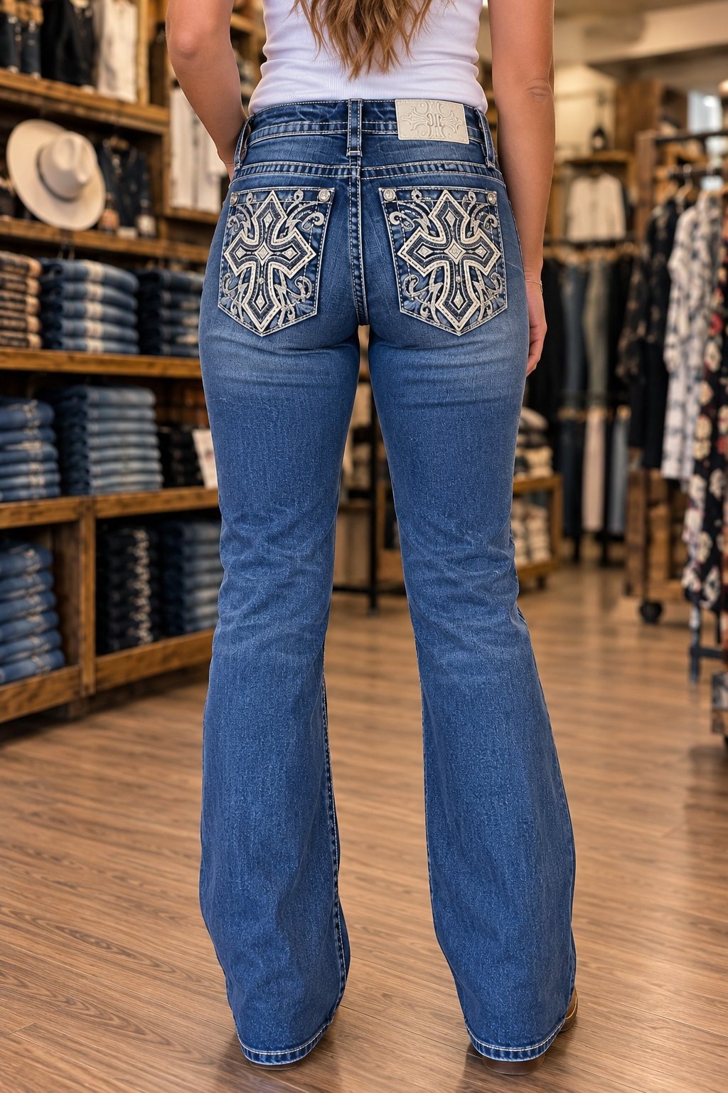 Miss Me Crossroads Embellished Bootcut Jeans – 34" Inseam