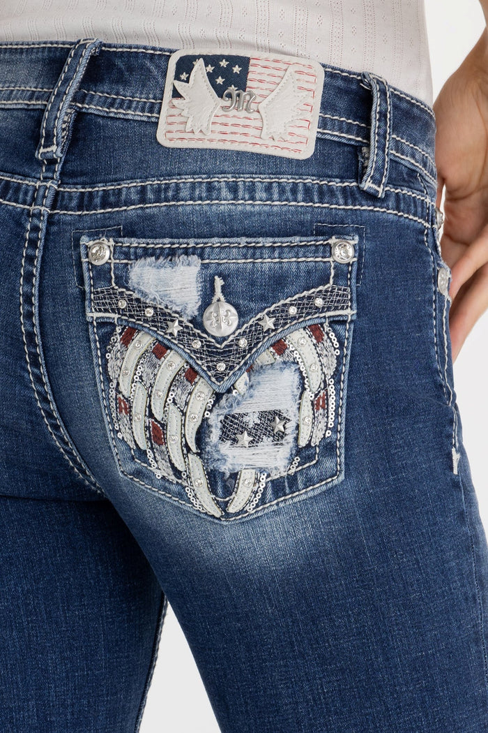 Miss Me Star Spangled Bootcut