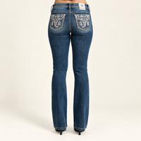 Miss Me Feather Embroidered Bootcut Jeans – 34” Inseam