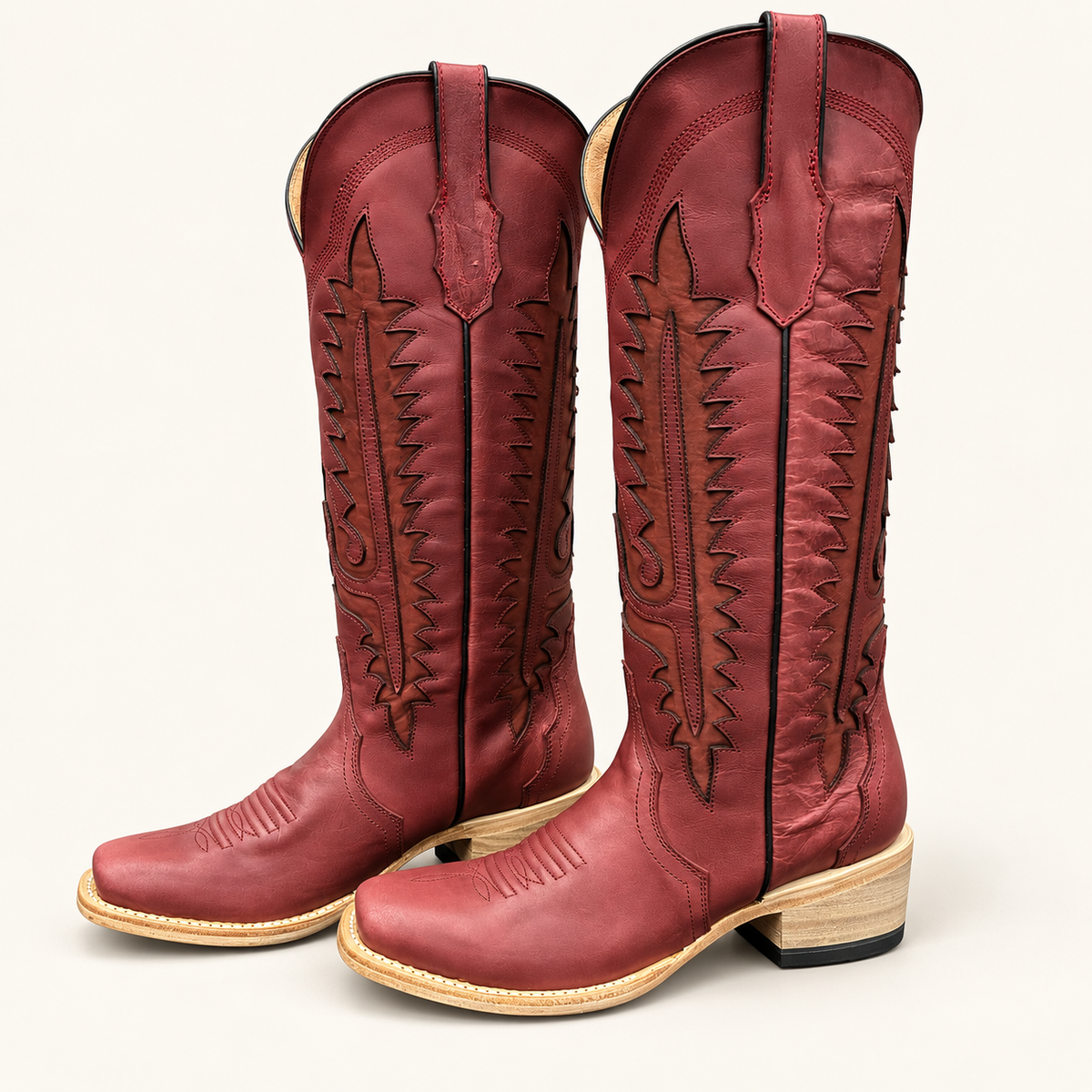 Red boots calf