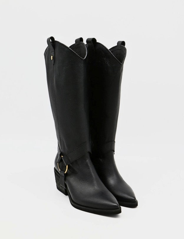 Stivali Penelope western cowboy convertible boots black leather