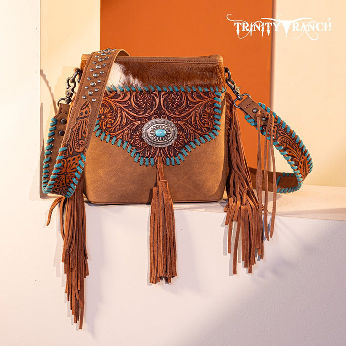 Turquoise Trails Fringe Tooled Crossbody