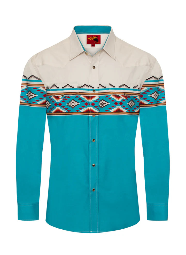 Turquoise Aztec Pearl Snap Shirt