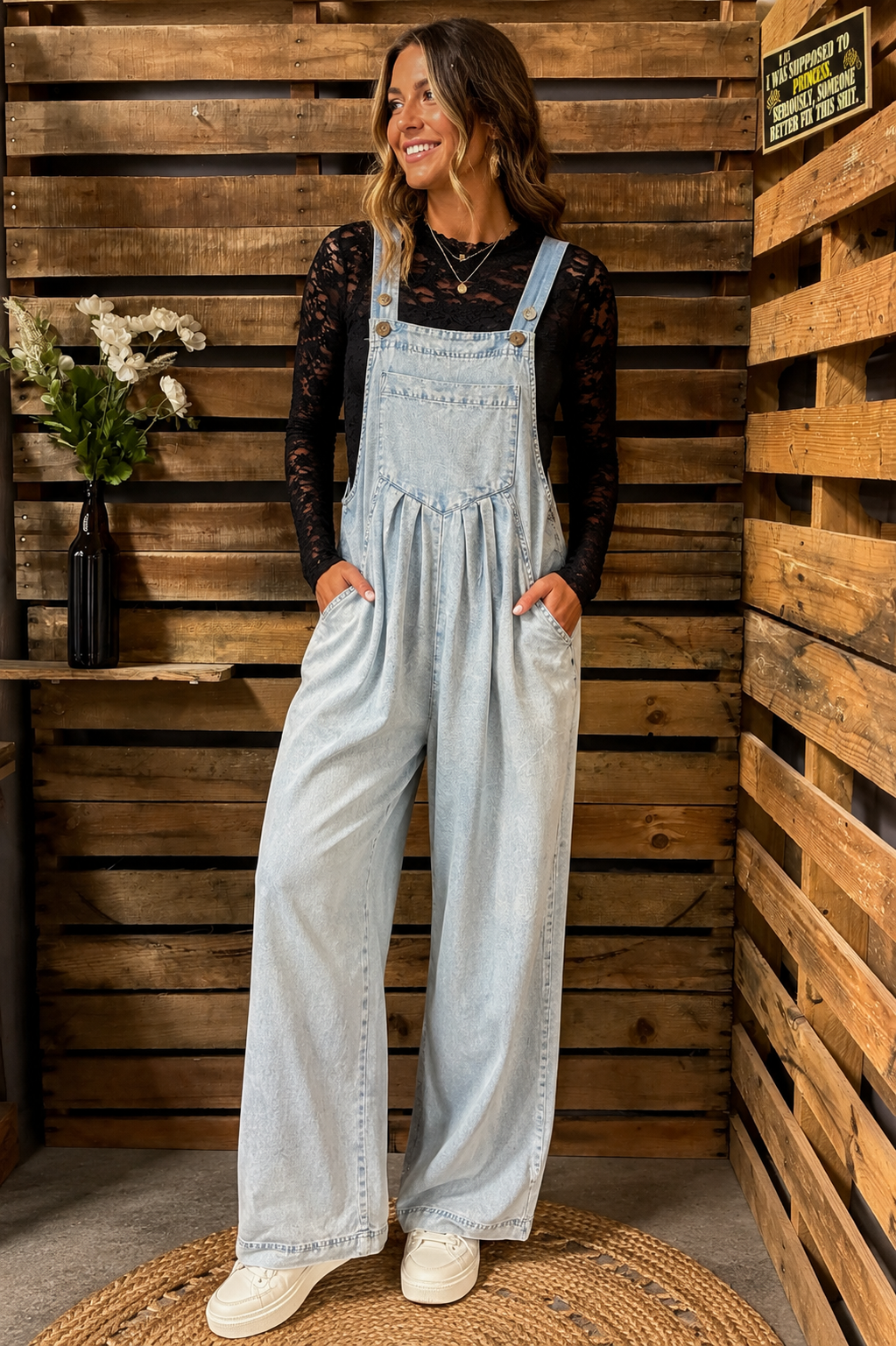 Very J  Washed Denim Overalls