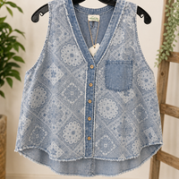 Curvy Blue Skies Button-Up Tank