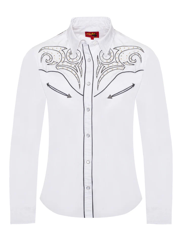 Elegant Studded Pearl Snap Shirt