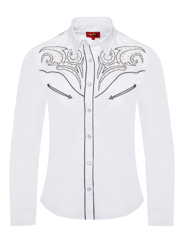 Elegant Studded Pearl Snap Shirt