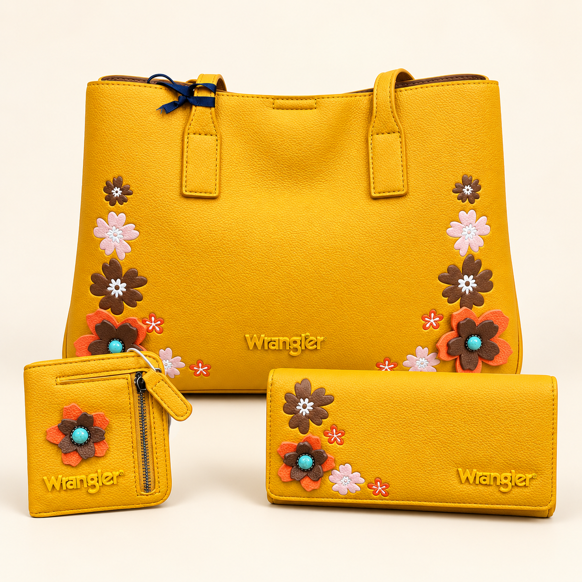 Wrangler Floral Collection | Black & Mustard Tote