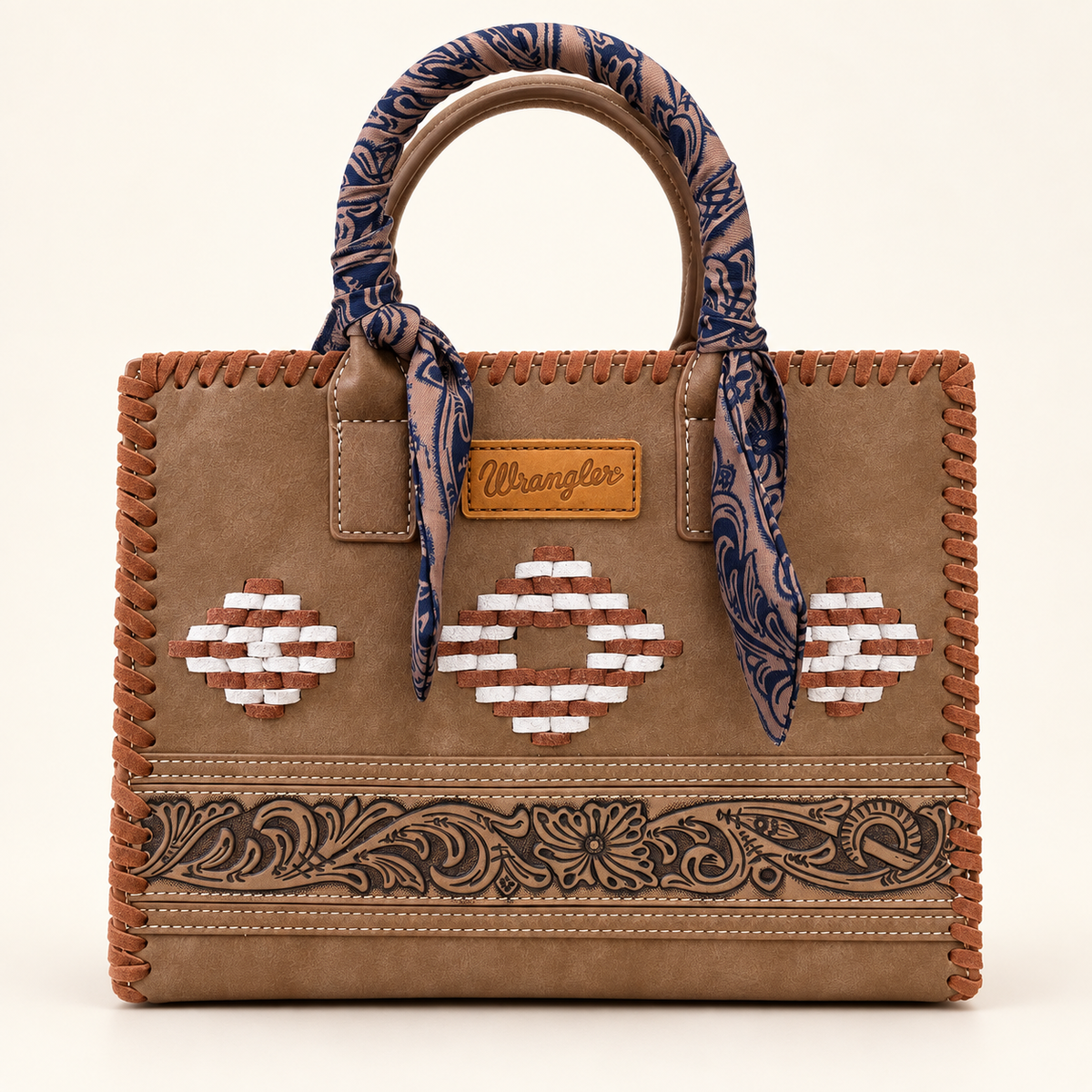 Wrangler Woven Aztec Handbag with Paisley Scarf