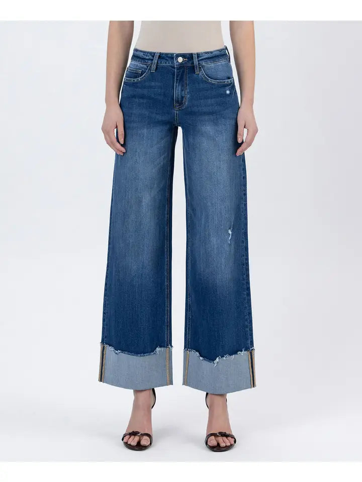 Lovervet Cuffed Wide Leg Jeans