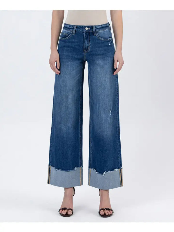 Lovervet Cuffed Wide Leg Jeans
