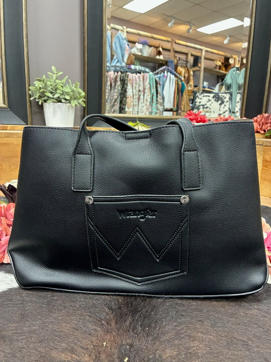 Wrangler Floral Collection | Black & Mustard Tote