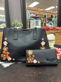 Wrangler Floral Collection | Black & Mustard Tote