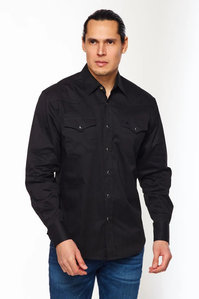 black pearl snap dress shirt hayes washed Black pearl snap S