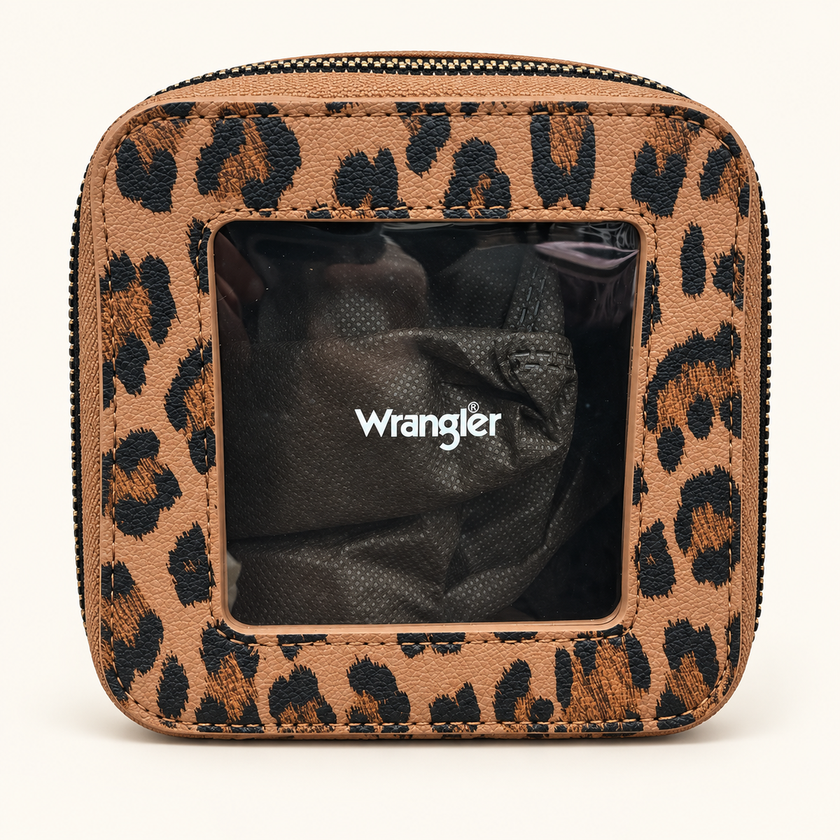 Wrangler Leopard Print Clear Window Zip Case