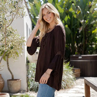 Peasant Top with Print Checks Patchwork
