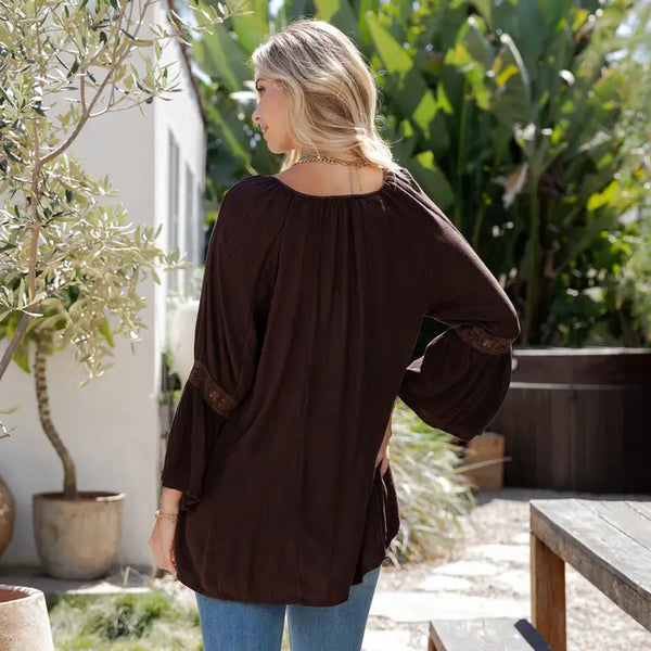 Peasant Top with Print Checks Patchwork
