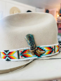 Western Turquoise Brass Cowboy Boot Hat Pin
