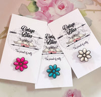 Western Flower Turquoise Pink White Hat Pin