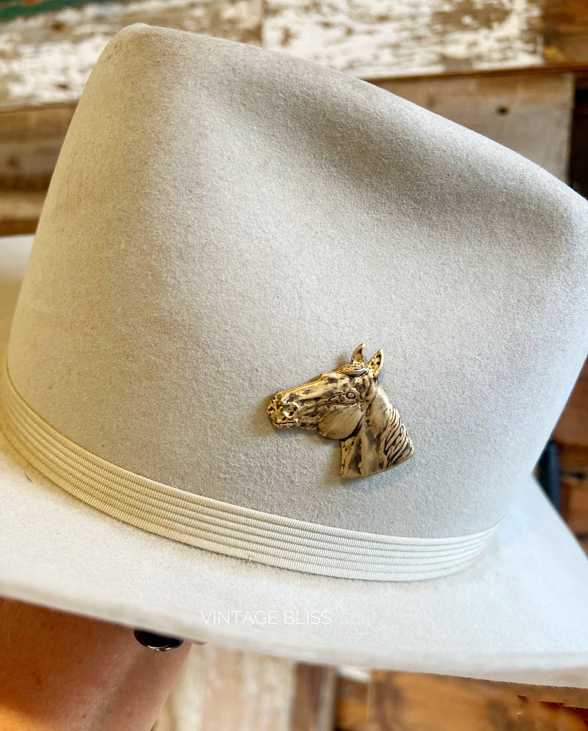 Brass Patina Western Horse Head Hat Pin Hat Bar