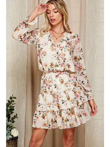 Ruffled Floral Print Dress