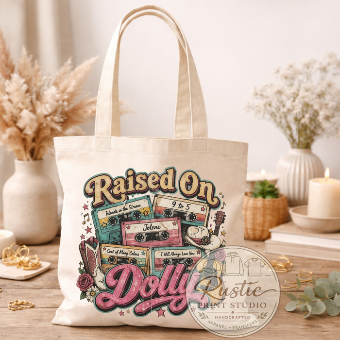 Raised On Dolly Tote Bag Western Country Music Tote