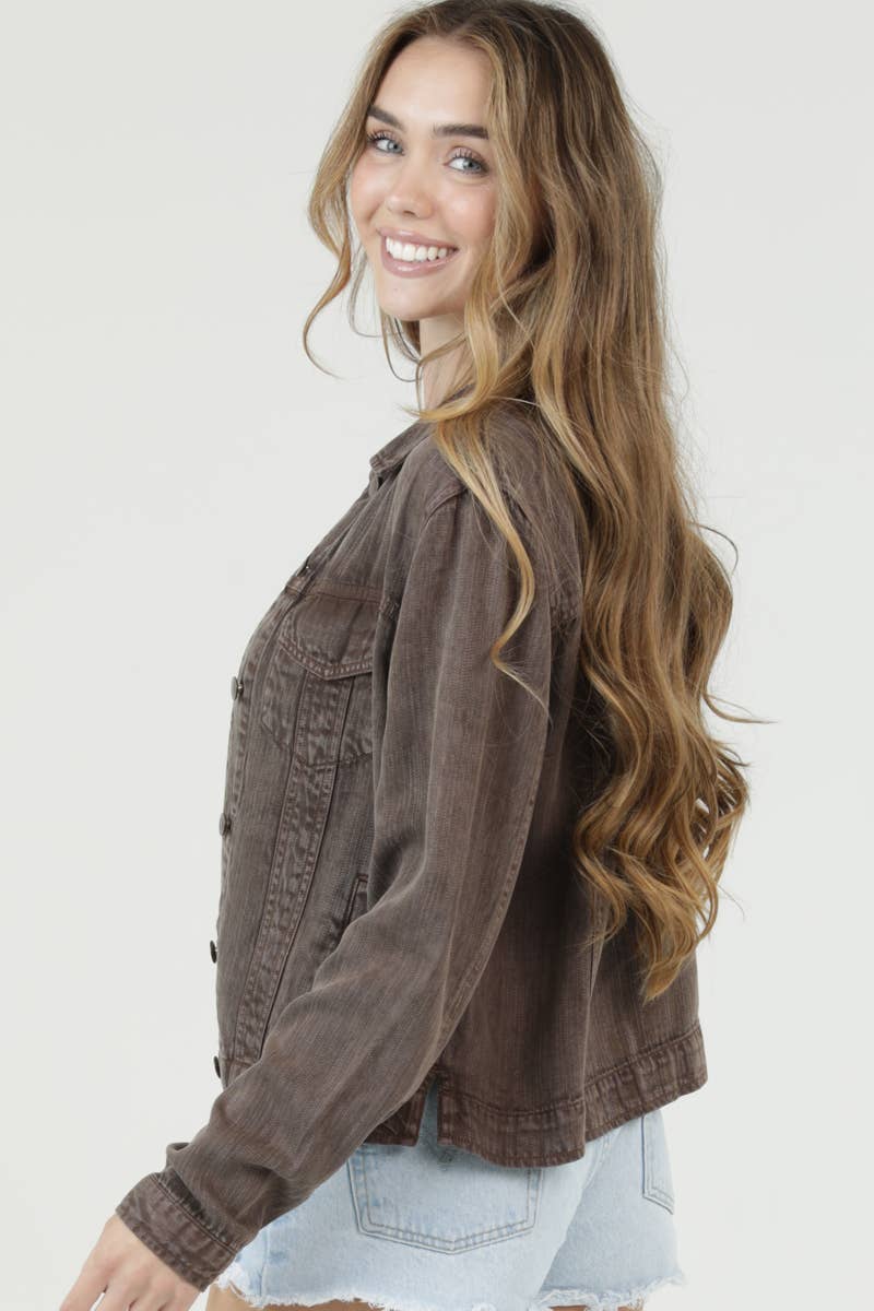 Angie ACID WASH TENCEL JACKET