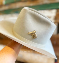 Brass Patina Western Horse Head Hat Pin Hat Bar