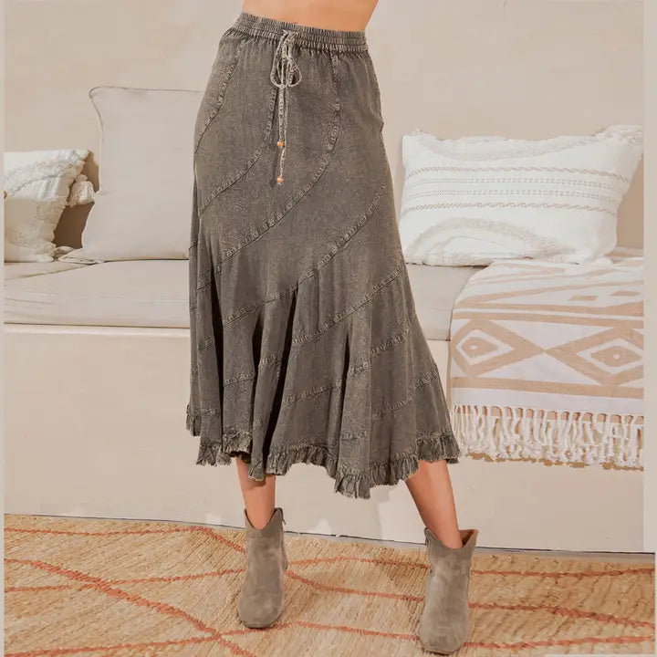 Plus Boho Fall collection mid-length skirt