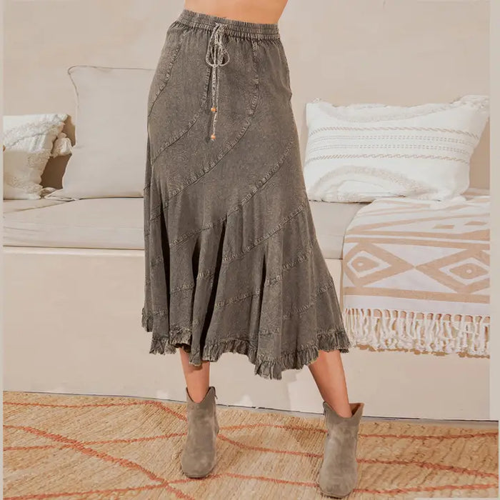 Plus Boho Fall collection mid-length skirt