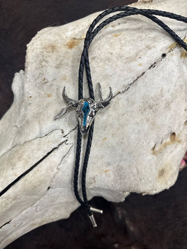 Turquoise Longhorn Bolo Tie