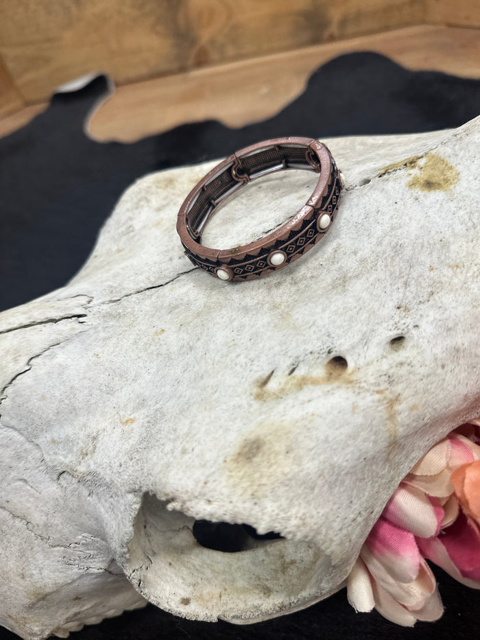 Copper Stone Stretch Bracelet