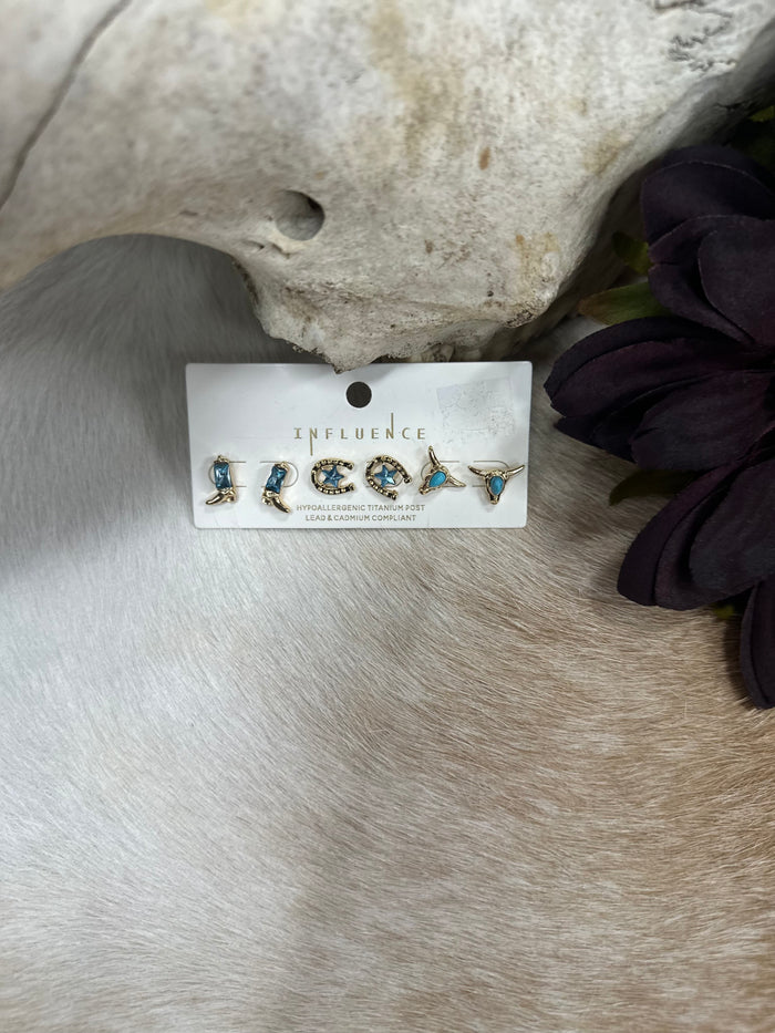 Turquoise Rodeo Icon Stud Earring Set