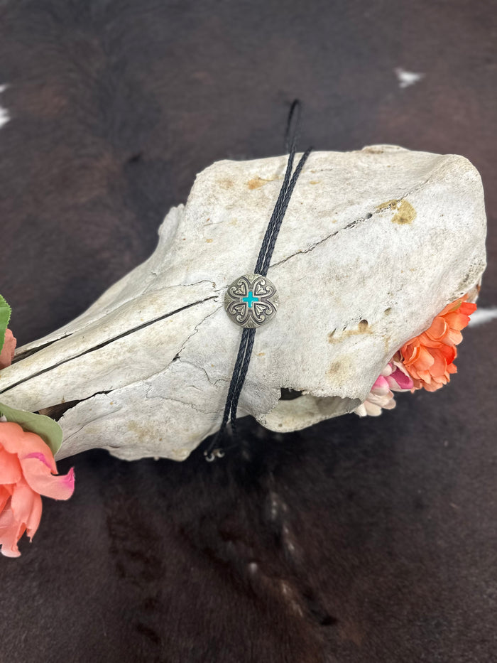 Turquoise Cross Concho Bolo Tie
