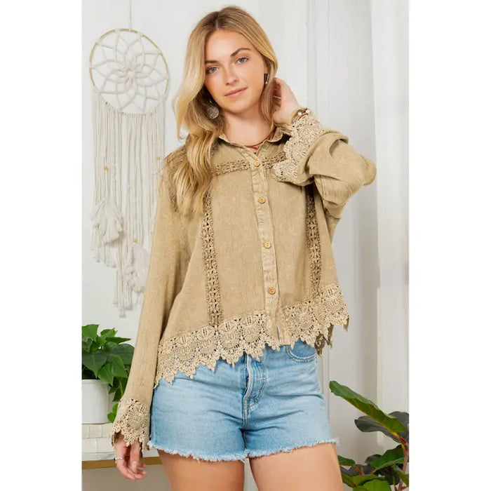 Young Thread's Lace-Inspired Trucker Jacket Top
