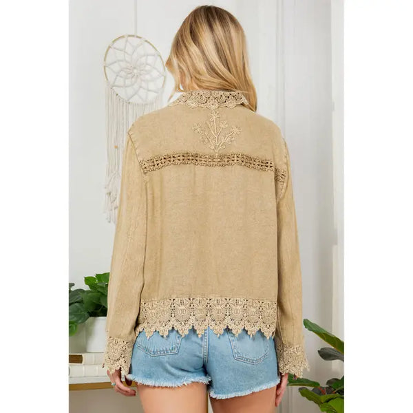 Young Thread's Lace-Inspired Trucker Jacket Top