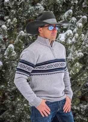 Montana Co. Men’s Southwestern Quarter-Zip Sweater