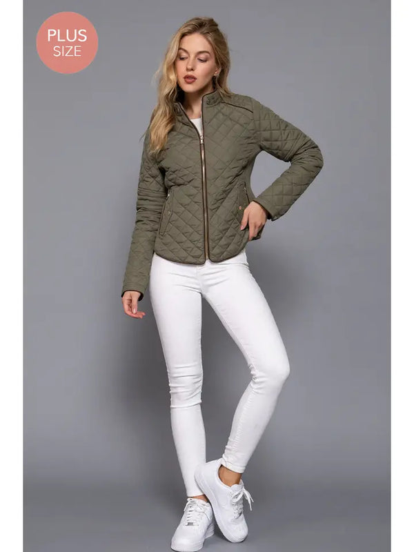 PLUS SIZE Quilted Zip-Up Jacket