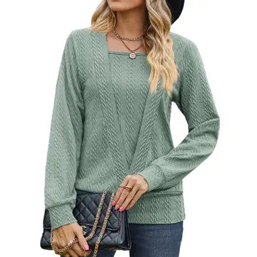 Square Neck Long Sleeve Top