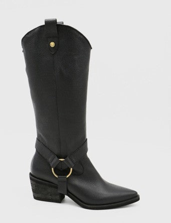 Stivali Penelope western cowboy convertible boots black leather
