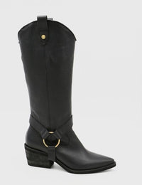 Stivali Penelope western cowboy convertible boots black leather