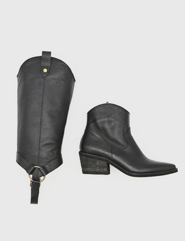 Stivali Penelope western cowboy convertible boots black leather