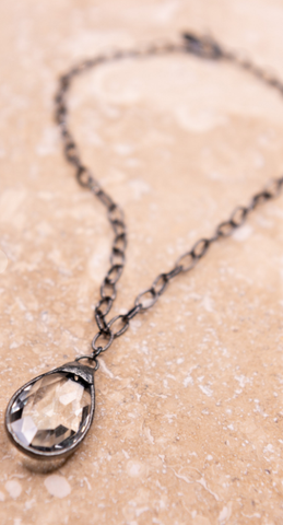 Necklace with Crystal Teardrop Pendant